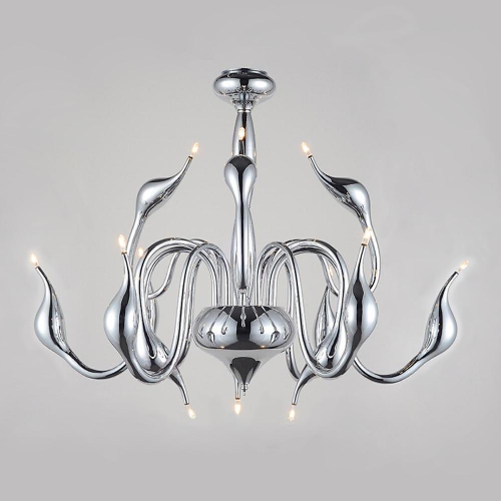 Swan Chandelier Chrome Modern Metal LED Ceiling Light