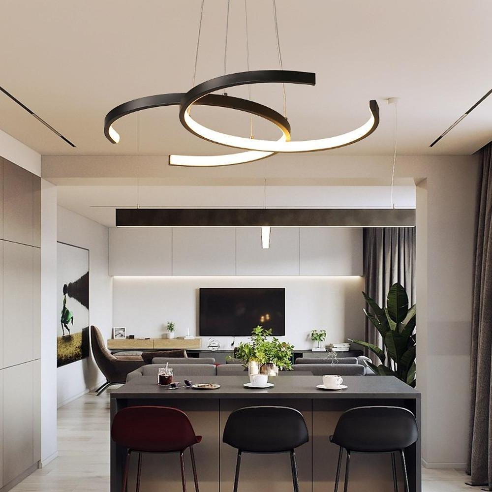 Two C-Shaped Pendant Lighting Metal Silica Gel Ceiling Light
