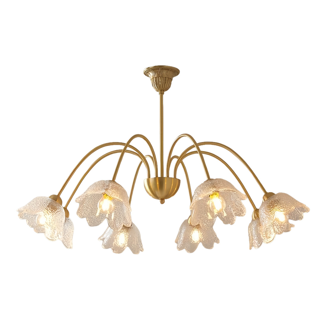 Glass Shades Chandelier Flower Shaped French Style Clear Ceiling Light