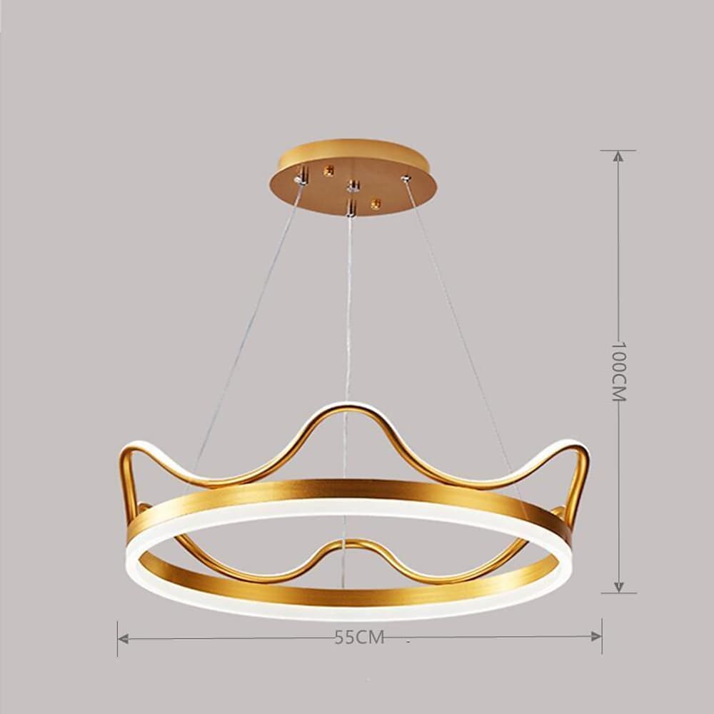 Dimmable LED Ring Chandelier Crown Design Modern Aluminum & Acrylic Pendant Light