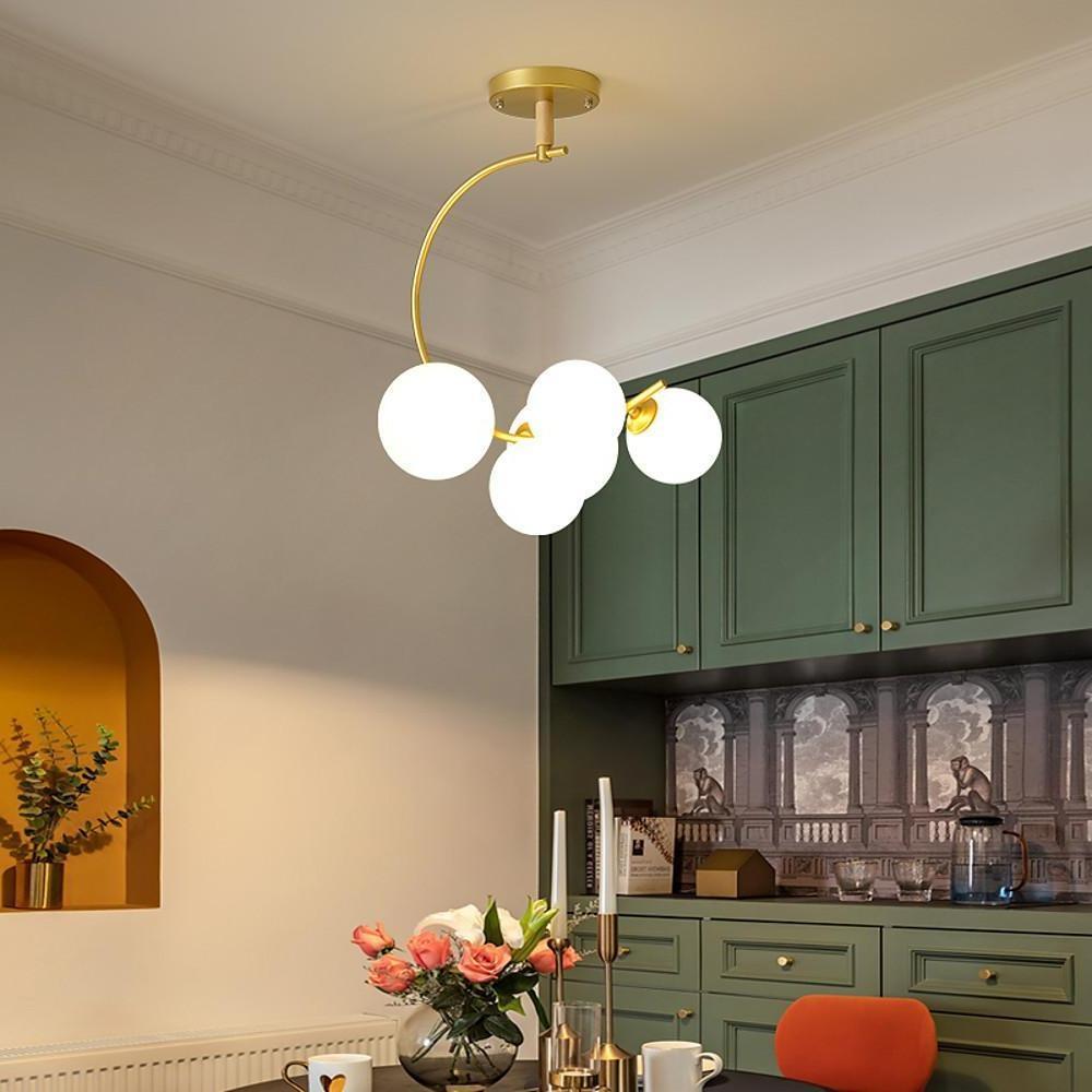 Nordic Style 5-Lights Cluster Globe Chandelier Gold and Black Ceiling Lights