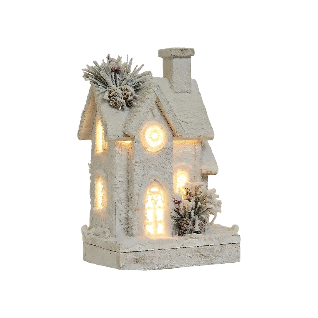 Light up Wooden Christmas Houses Snow Scene Decorative Lamp