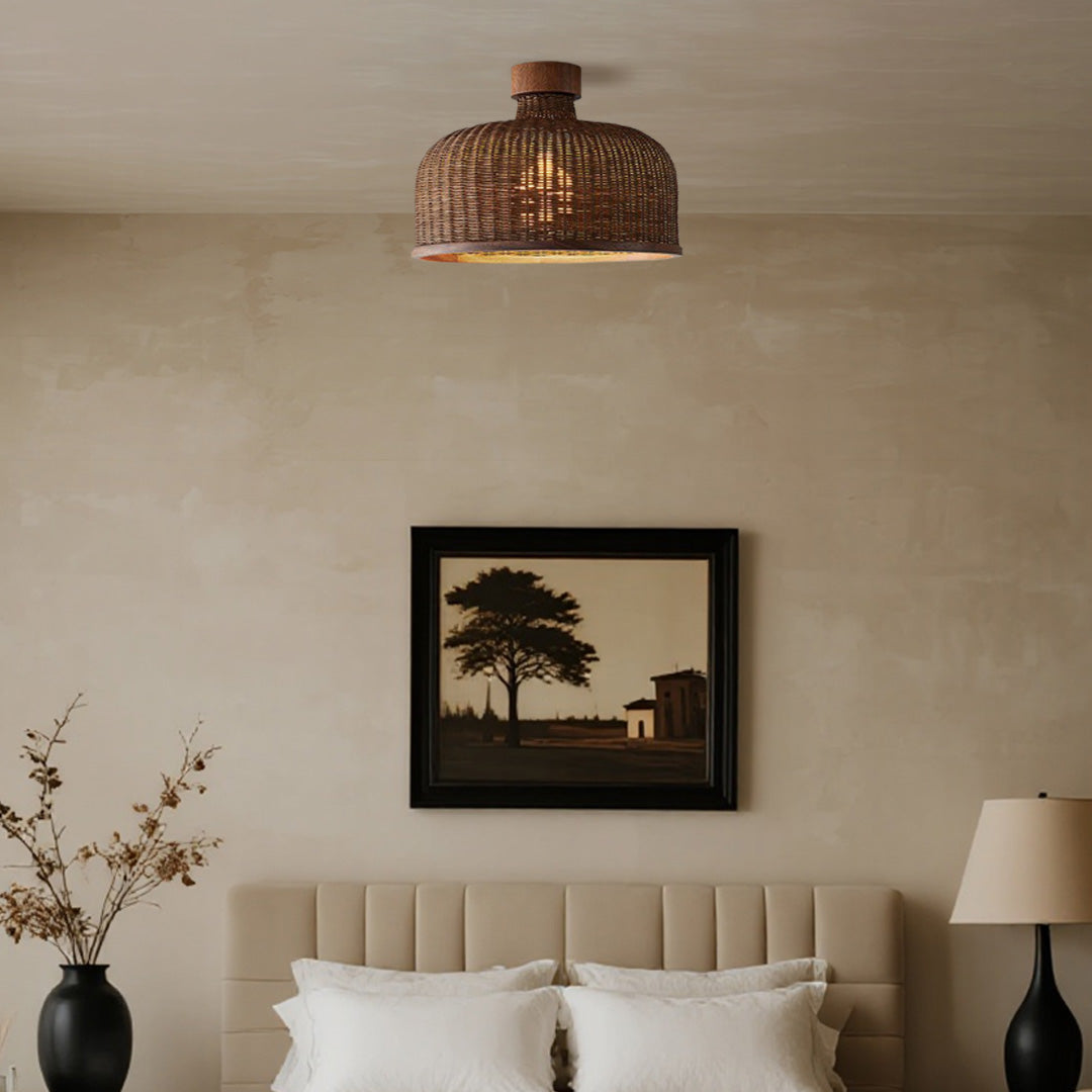 Rattan Woven Pendant Light Wabi Sabi Style Zen Hanging Light