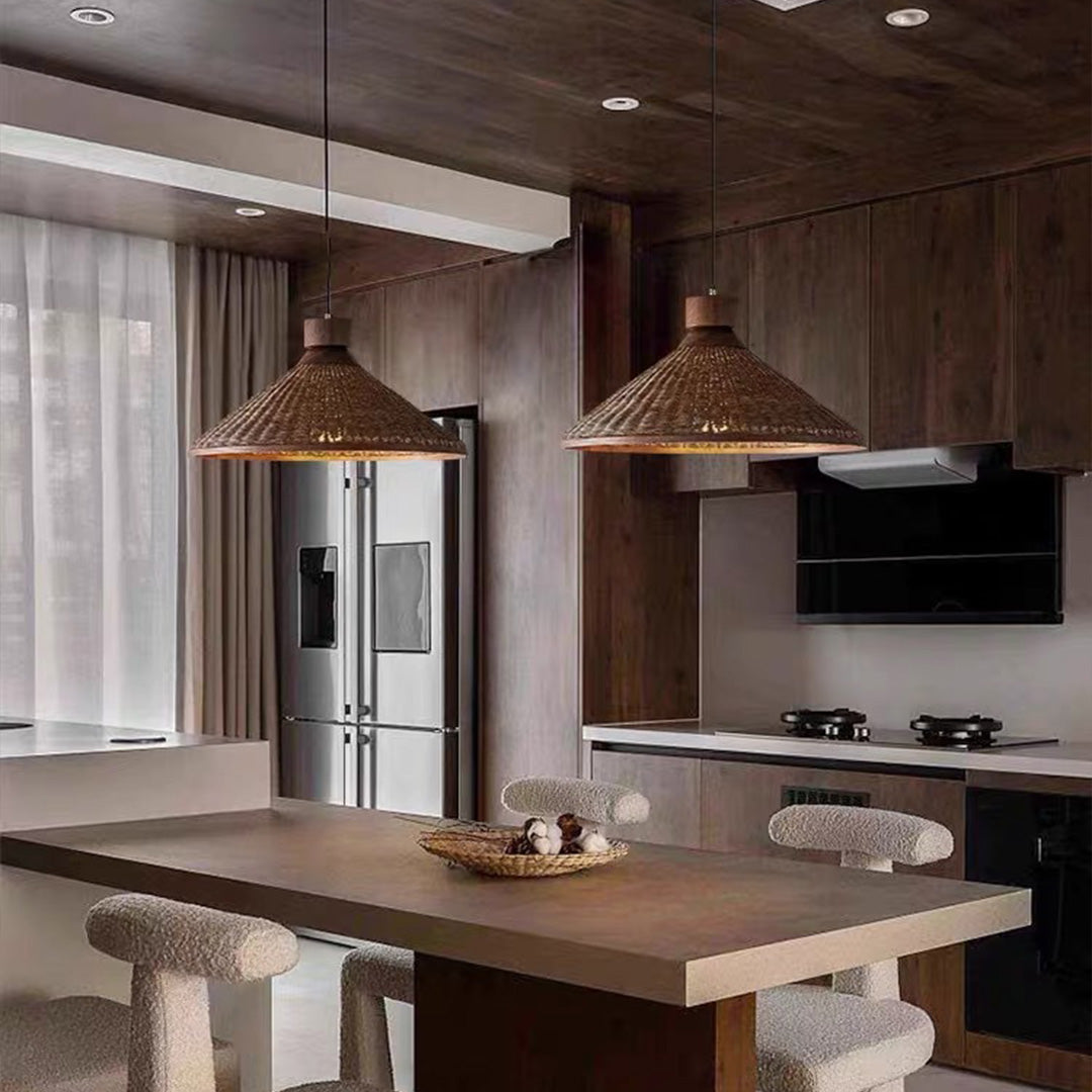 Rattan Woven Pendant Light Wabi Sabi Style Zen Hanging Light