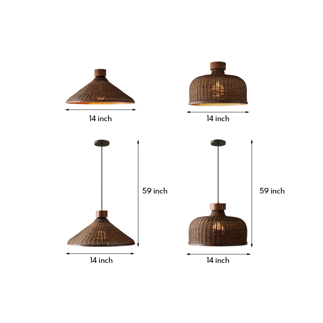 Rattan Woven Pendant Light Wabi Sabi Style Zen Hanging Light
