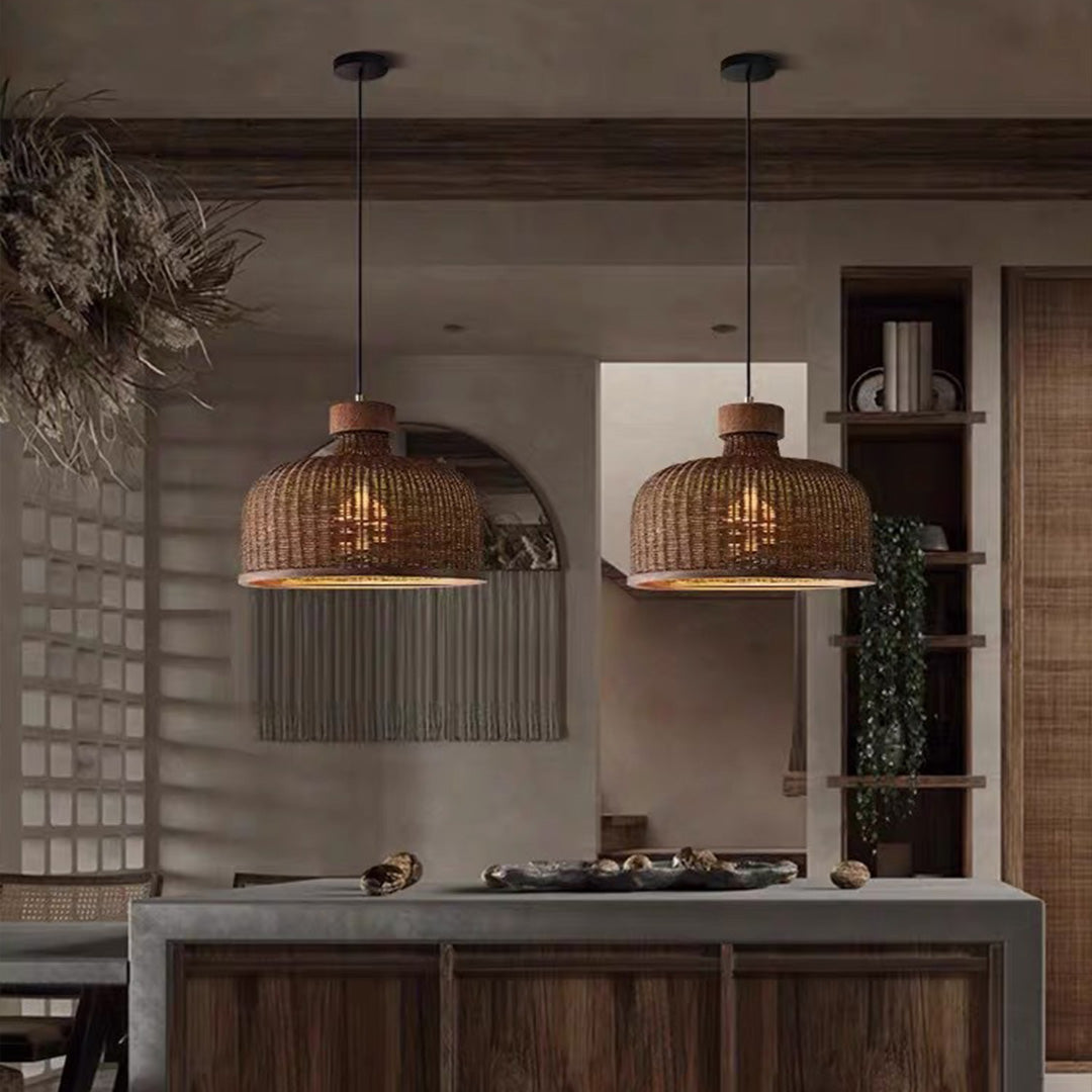 Rattan Woven Pendant Light Wabi Sabi Style Zen Hanging Light
