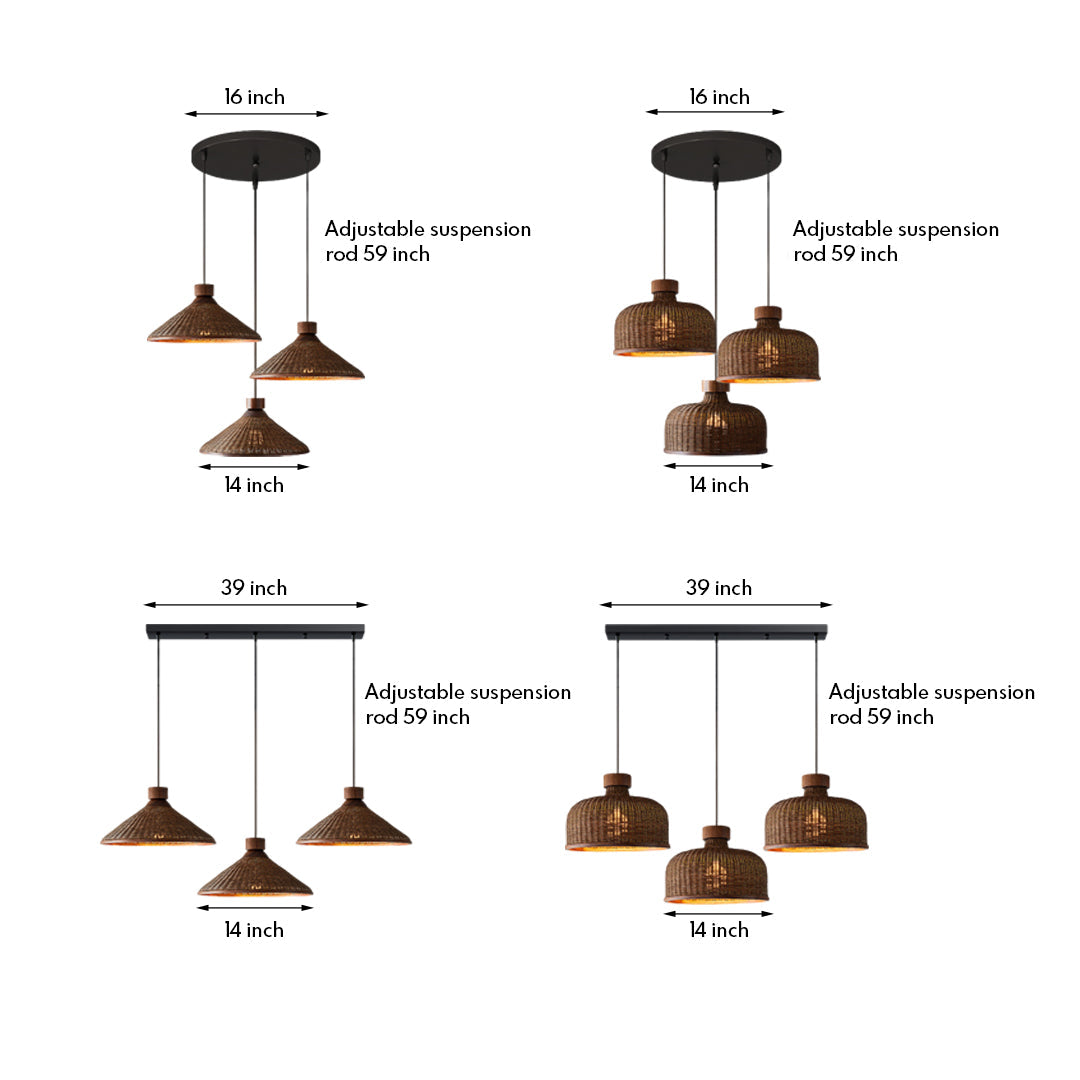 Rattan Woven Pendant Light Wabi Sabi Style Zen Hanging Light