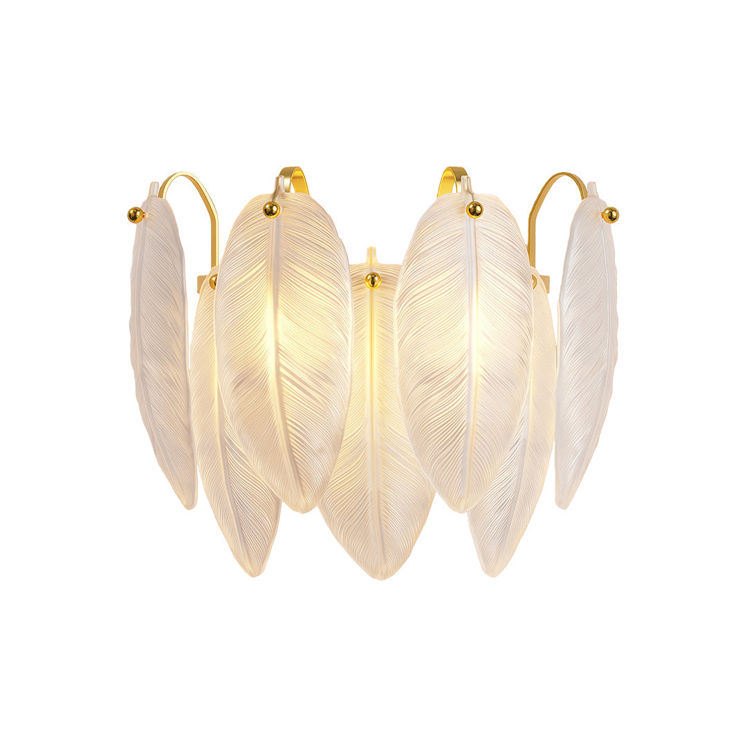 Feather Wall Light French Luxury Full Copper Glass Lamp