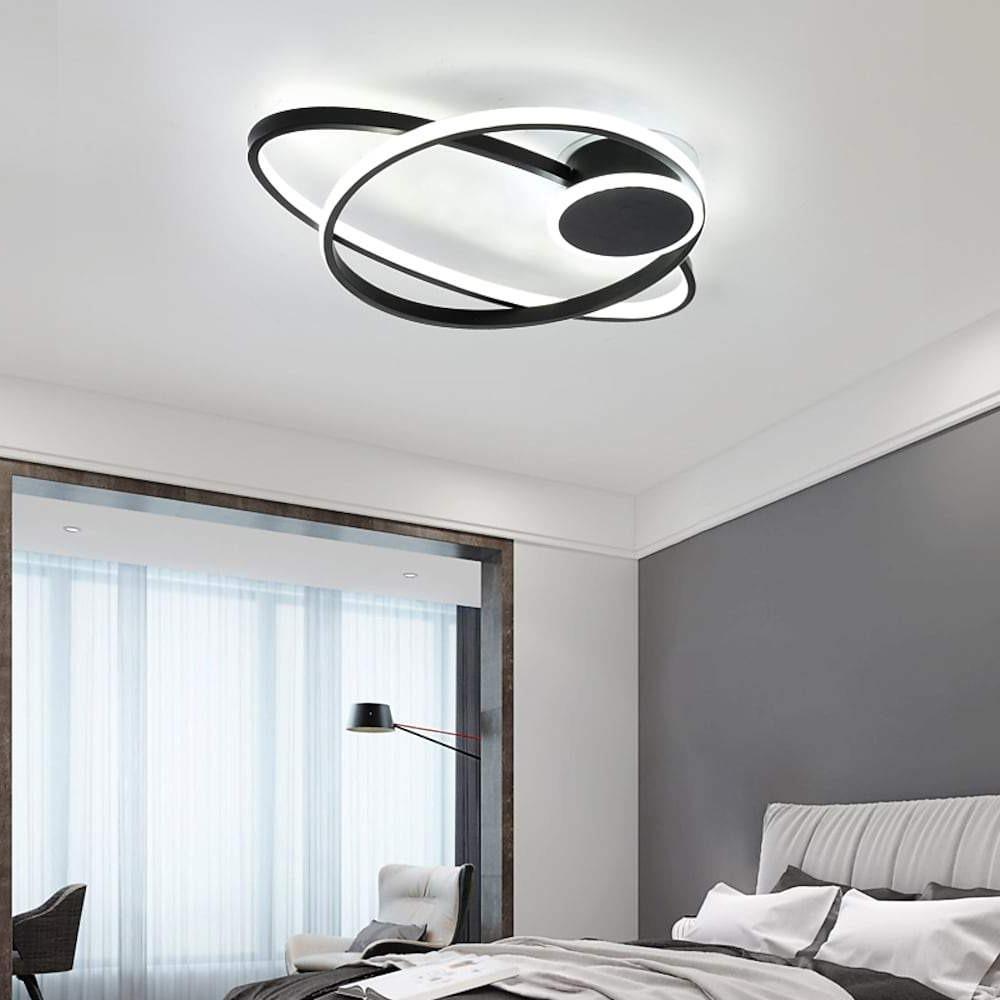 Modern Black Ring Ceiling Light: Interlocking LED Fixture