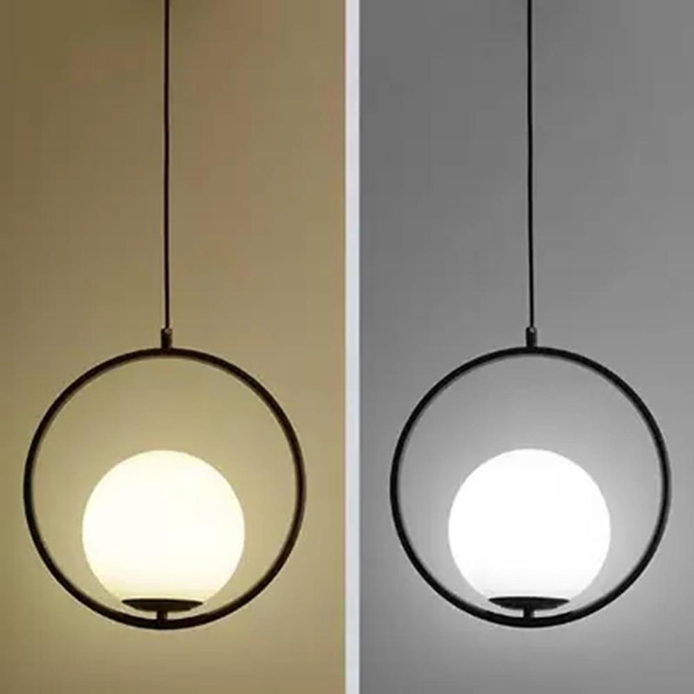 Gold Ring & Globe Glass Pendant Light Nordic Hanging Lamp