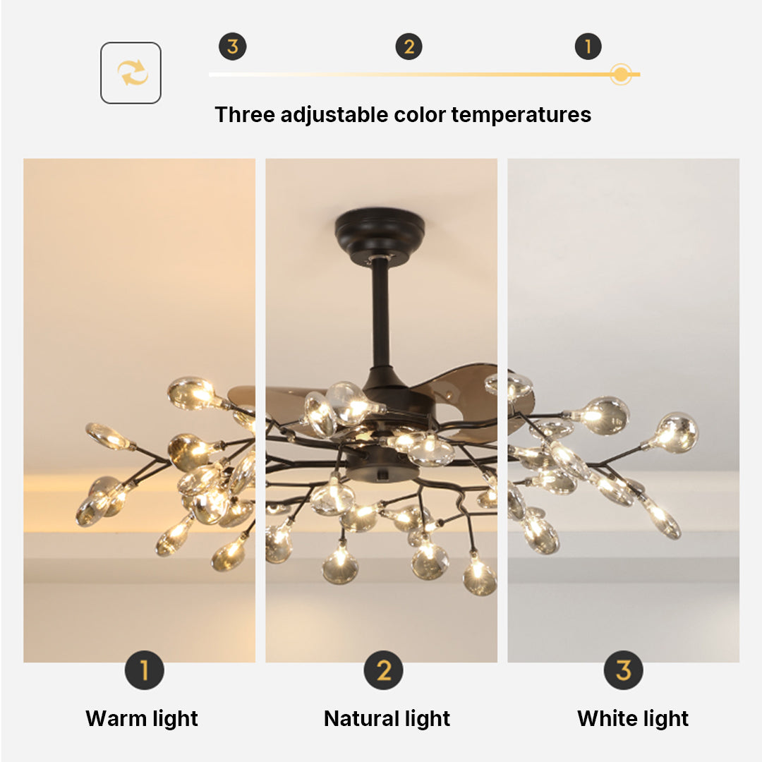 Glam Ceiling Fan with Light Minimalist Luxury Artistic Fan Lamp