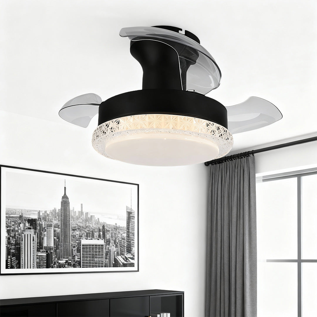 3 Blade Ceiling Fan with Light Flush Mount Quiet Fan Lamp