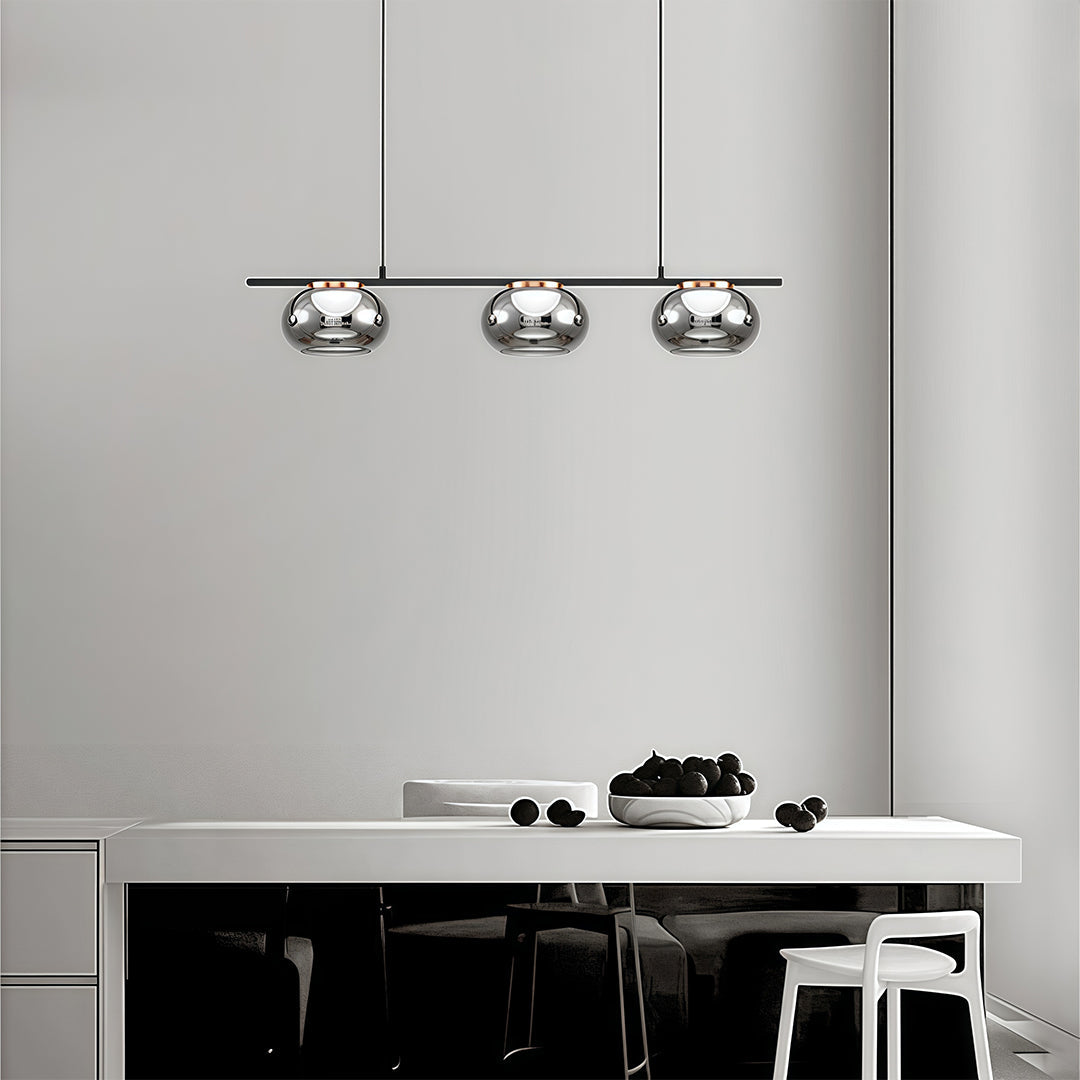 Gray Glass Pendant Light Globe wide-spectrum Metal Ceiling Light