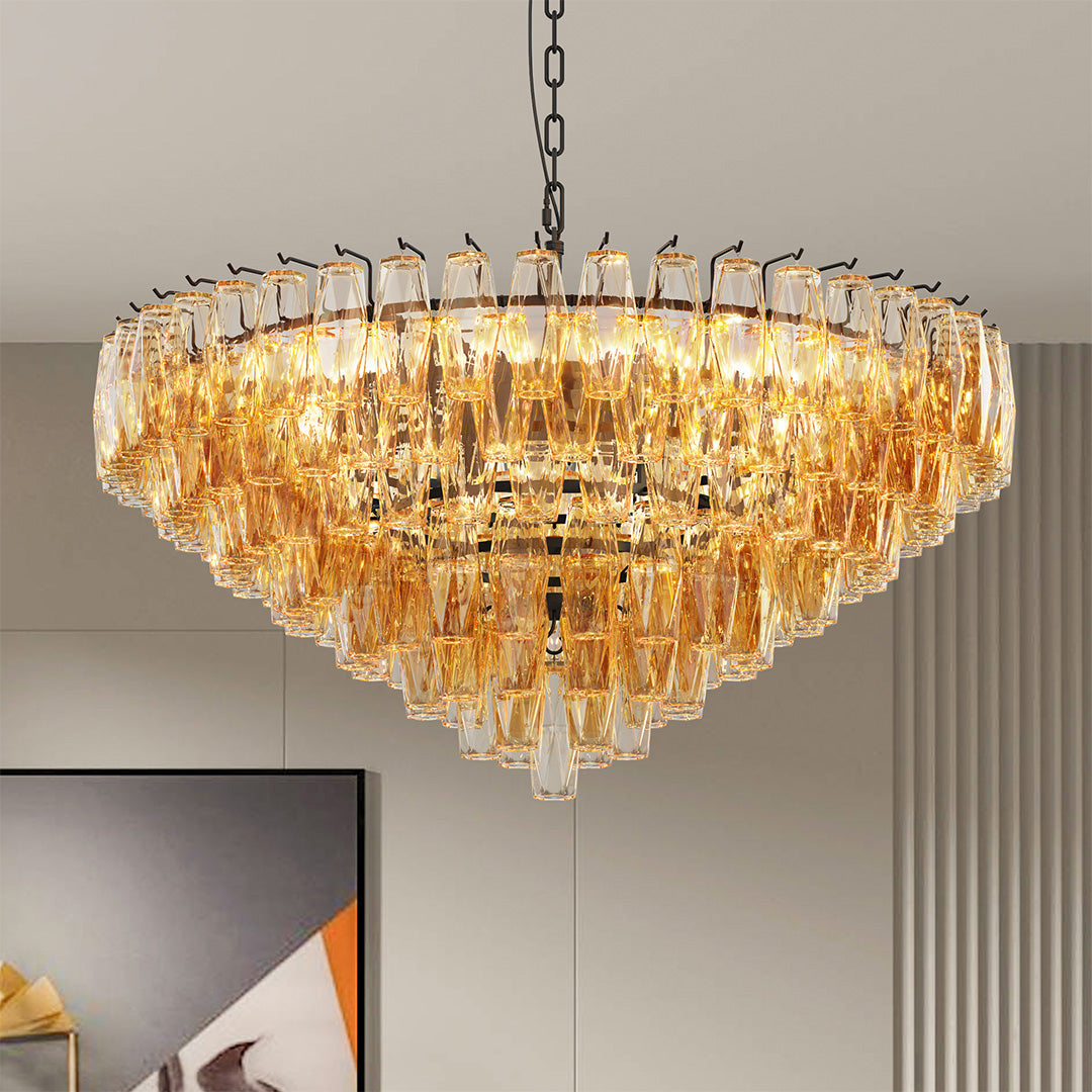 Glass Pendant Chandelier American Luxury Multi-head Ceiling Lights
