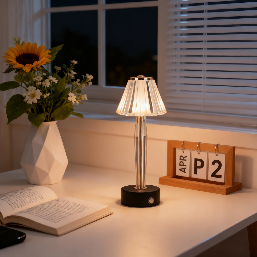Classic Table Lamp USB Touch Control Iron Body and Acrylic Shade Light