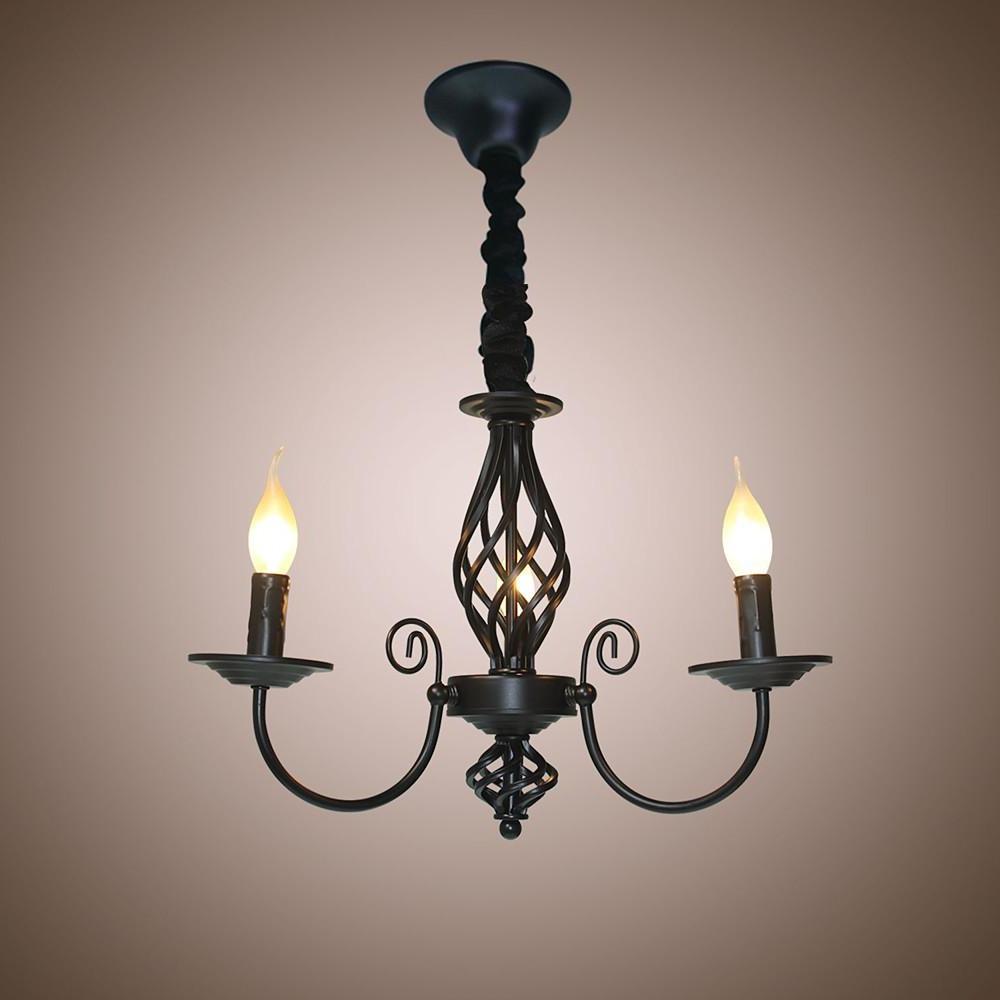 Triple Candles Shape Farmhouse Candelabra Pendant Light LED Oil Rubbed Bronze Light