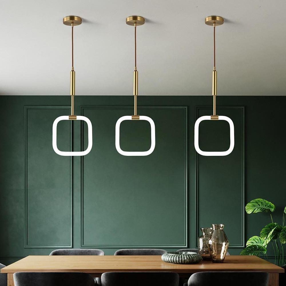 Square Pendant Light Copper Acrylic Geometrical LED Ceiling Lights