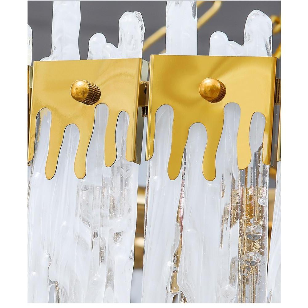 Nordic Style Round Gold Crystal Chandelier: 16” cord, Gold, Neutral Light
