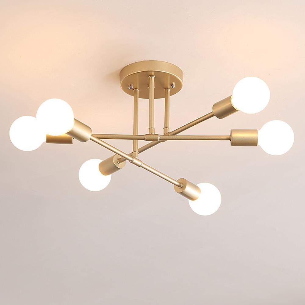 6-Lights Globe LED Sputnik Chandelier Modern Iron Ceiling Light