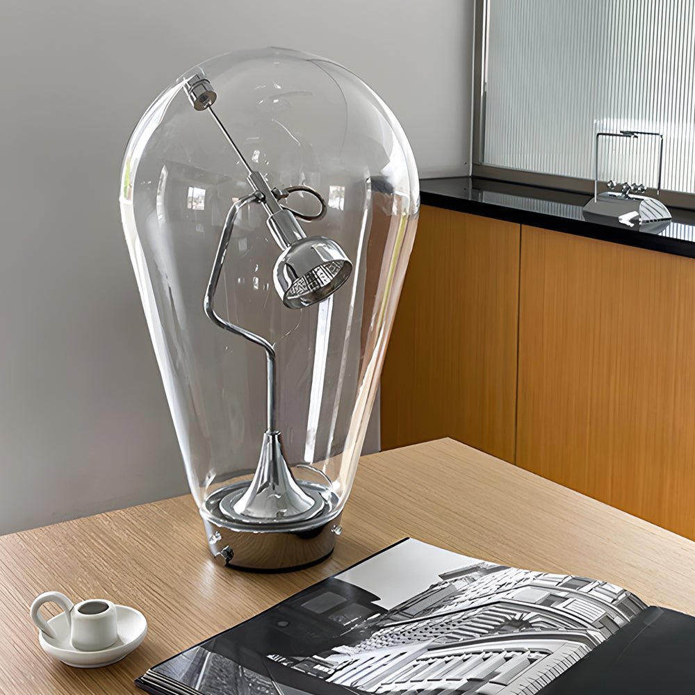 Touch-Dimming Glass Bulb Home Office Desk Lamp with Industrial Magnetic Control Design