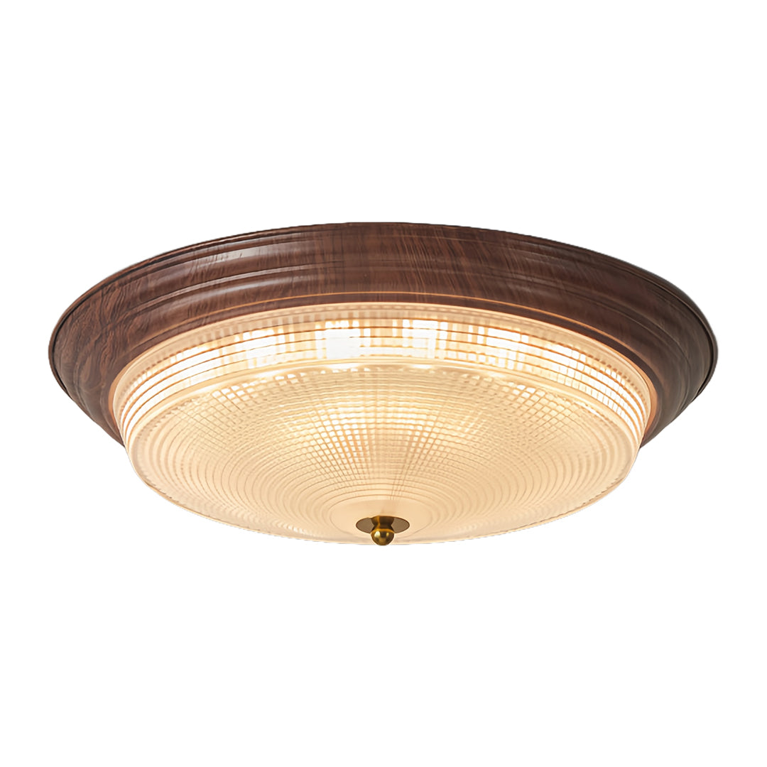 Flush Mount Dome Light American Vintage Ribbed Glass Ceiling Light