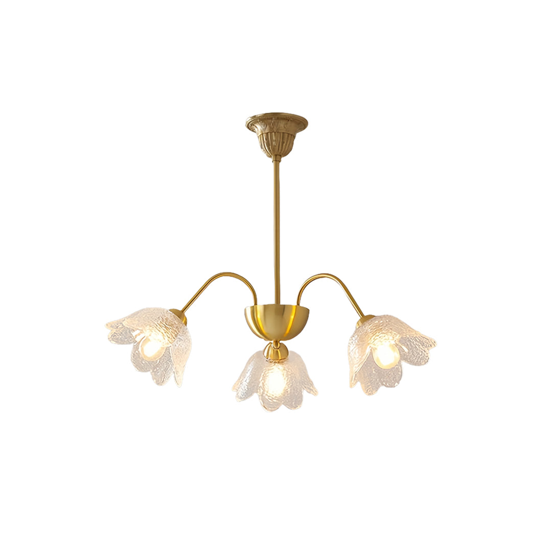 Glass Shades Chandelier Flower Shaped French Style Clear Ceiling Light