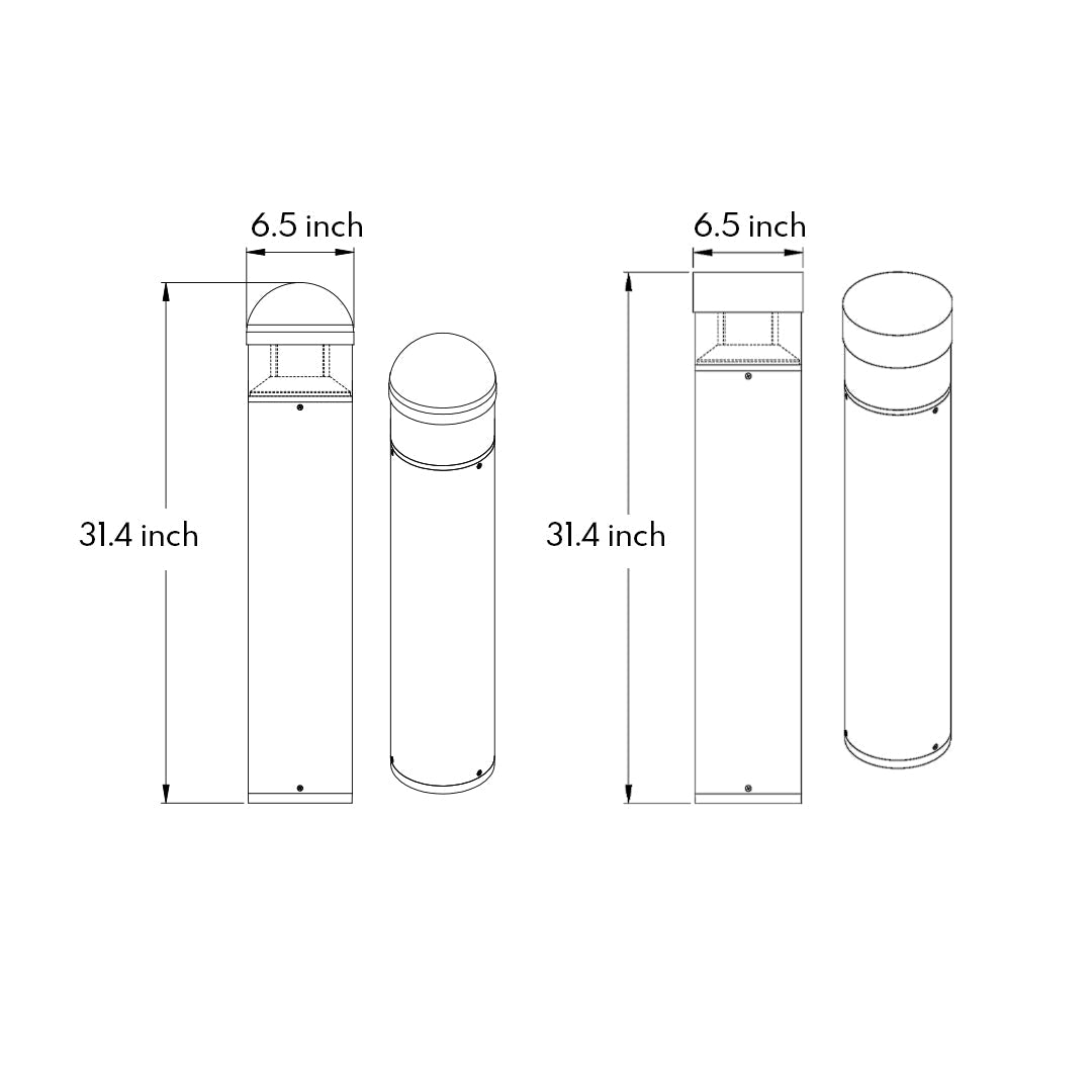 Outdoor 31in Lawn Bollard Light Minimalist Nordic Pathway Lighting