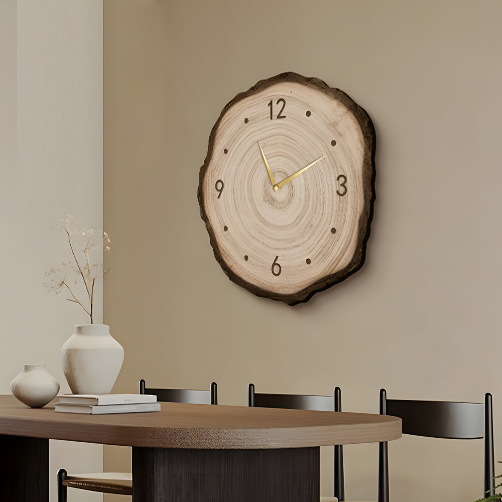 Tree Stump Wall Clock Farmhouse Wood Slice LED Light