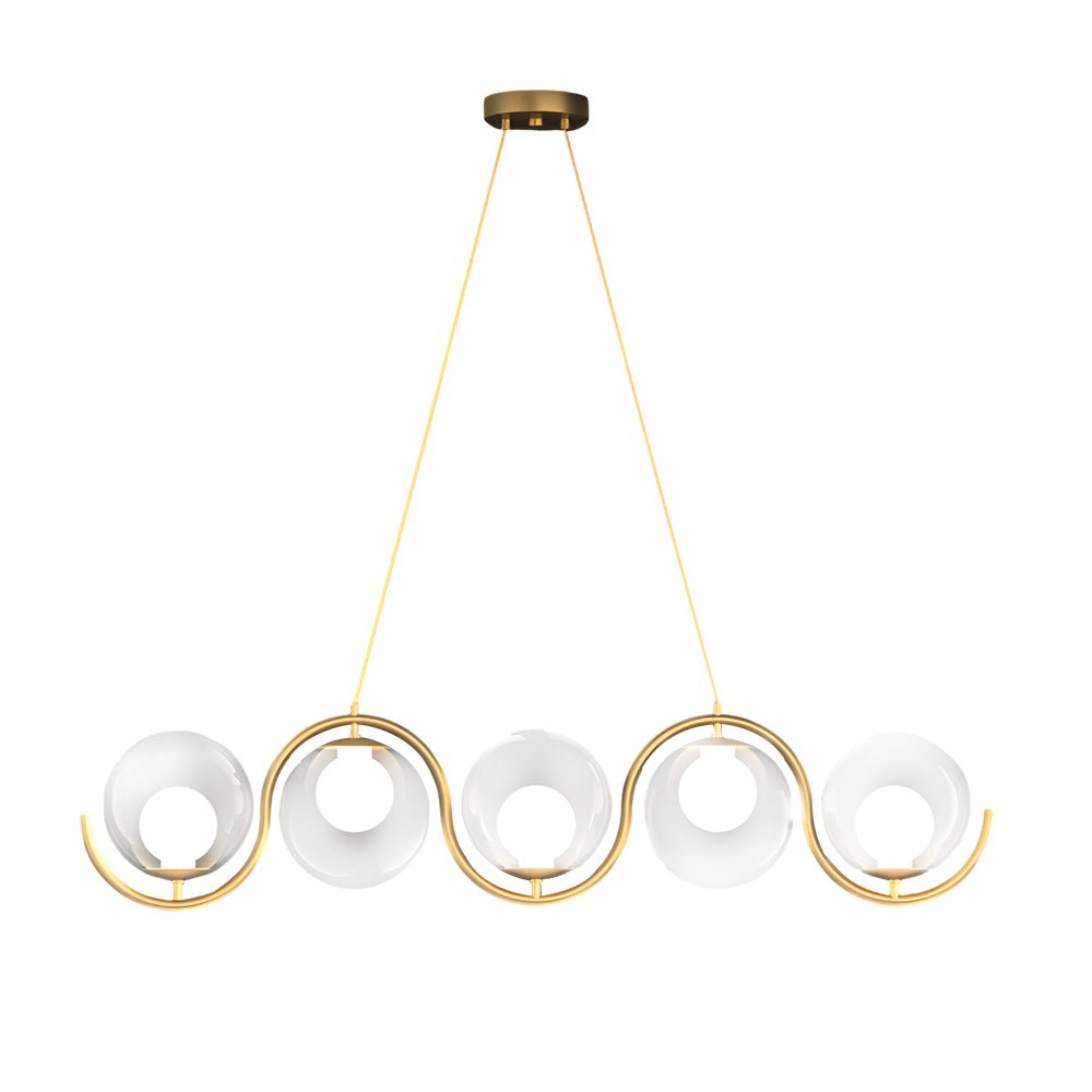 Glass Ball Linear Chandelier Wave‑shaped Island Ceiling Light