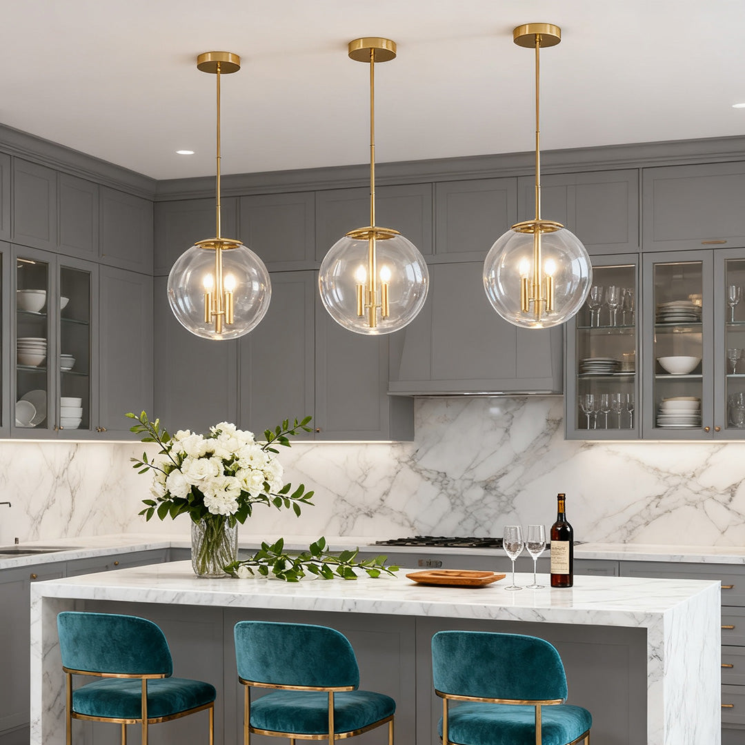 Clear Globe Pendant Light Transparent Glass Elegant Ceiling Light