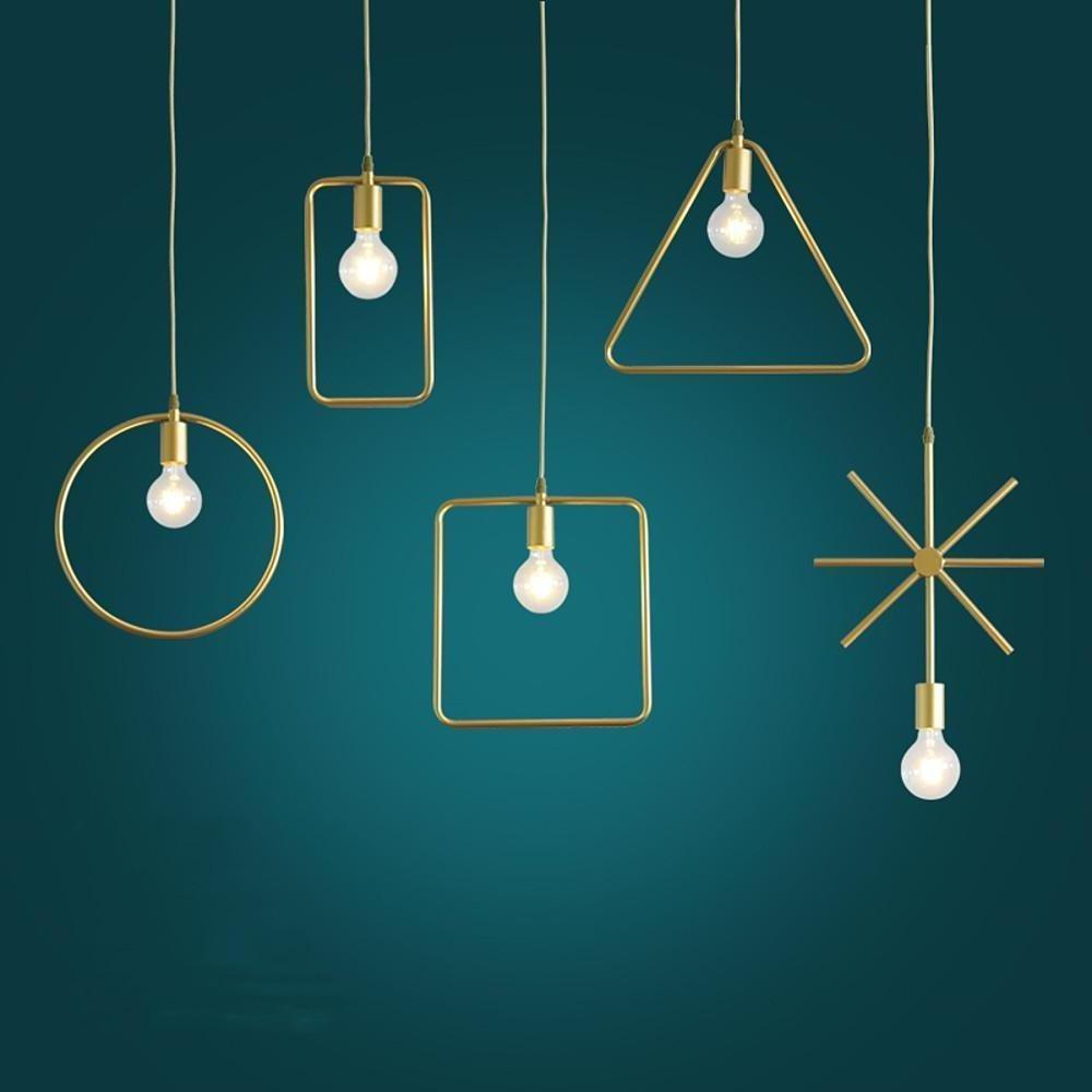 Metal Black and Gold Ceiling Light Rounded Square Pendant Lighting