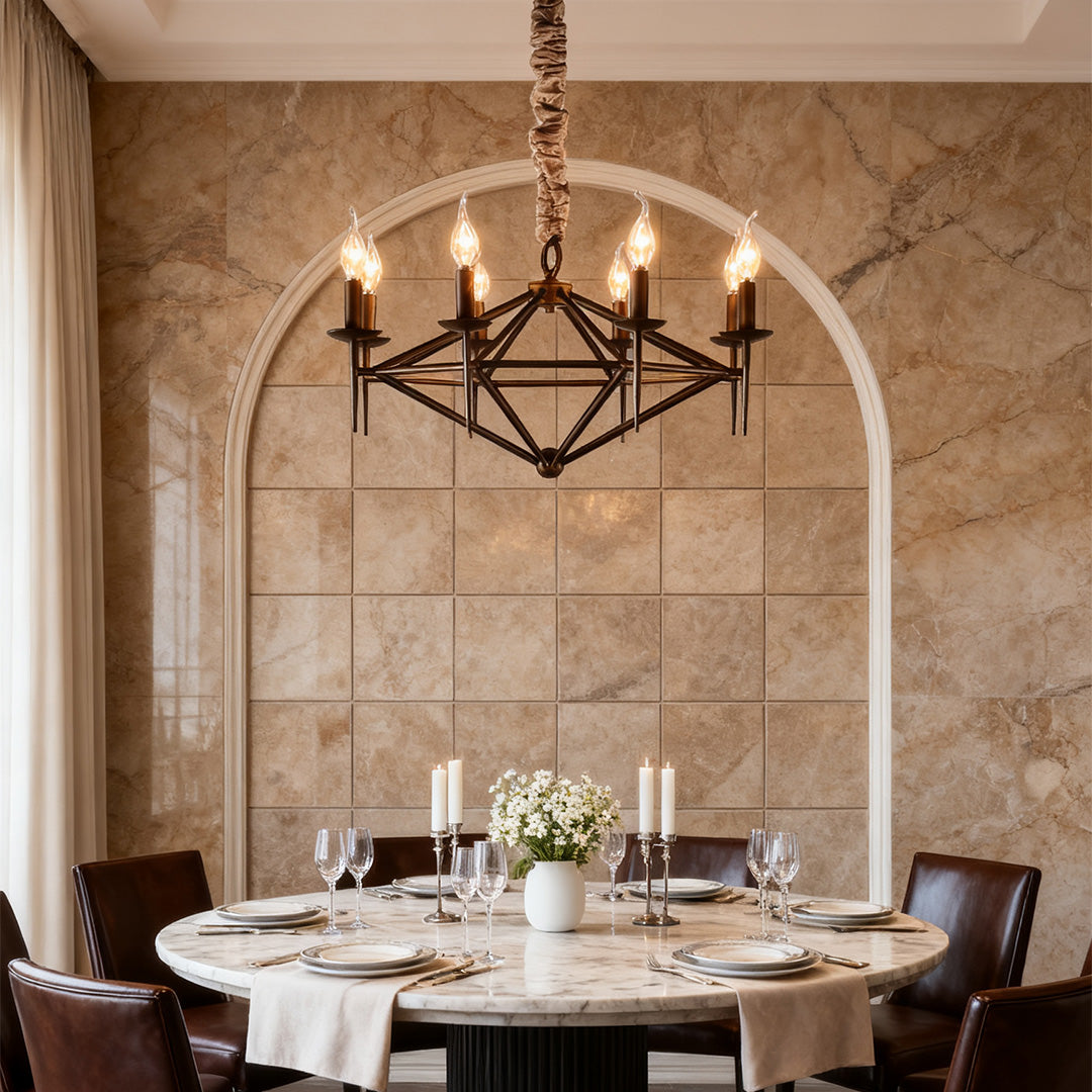 Brown Chandelier Nordic Style Acrylic Elegant Metal Ceiling Light