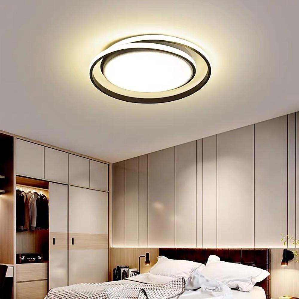 Creative Circular LED Modern Black Gold Flush Mount Ceiling Lighting for Bedroom