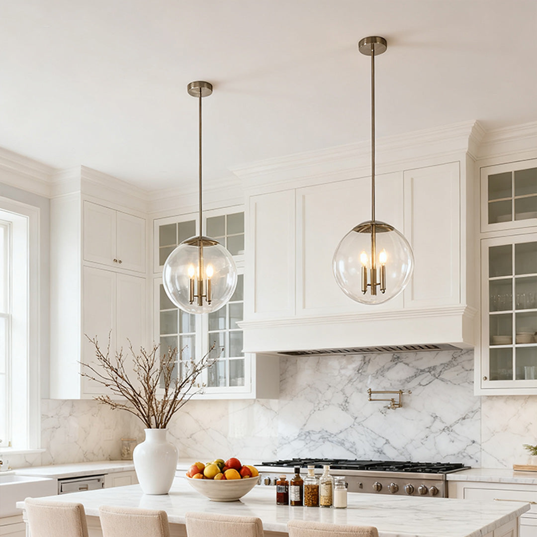 Glass Orb Pendant Light Contemporary Chic Silver Glass Ceiling Light