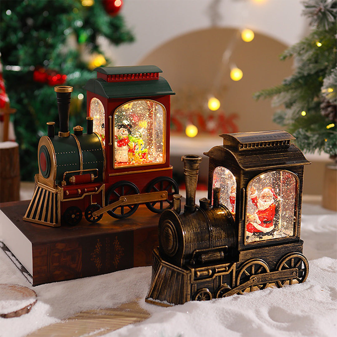 Train Christmas Lights Santa Claus Snowfall Ornament Lamp