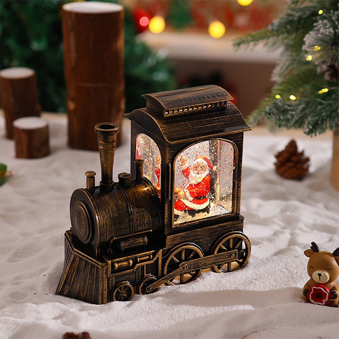 Train Christmas Lights Santa Claus Snowfall Ornament Lamp