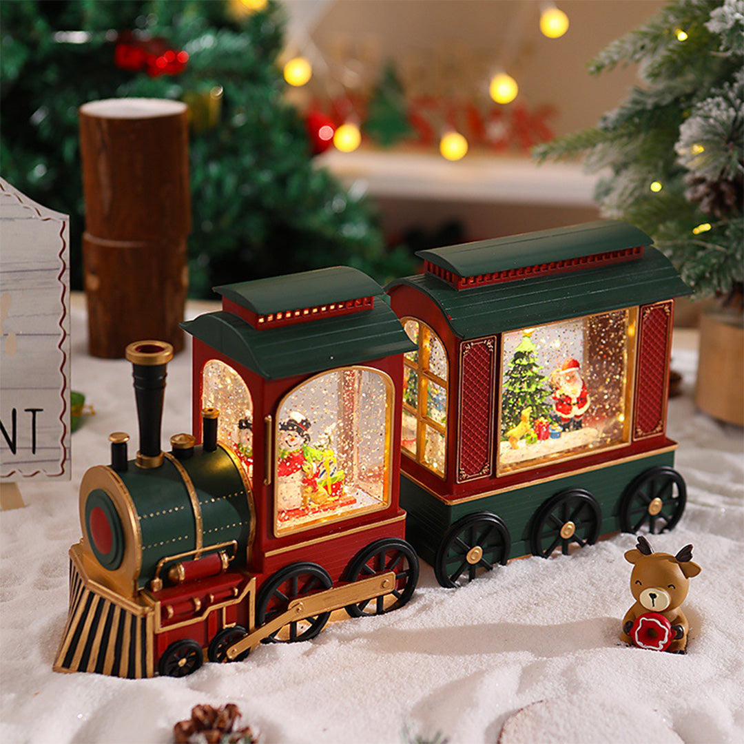 Train Christmas Lights Santa Claus Snowfall Ornament Lamp