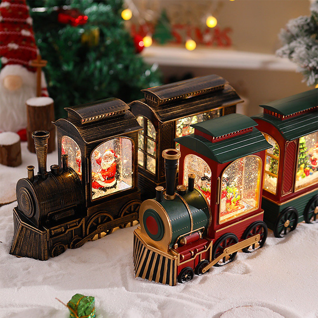 Train Christmas Lights Santa Claus Snowfall Ornament Lamp