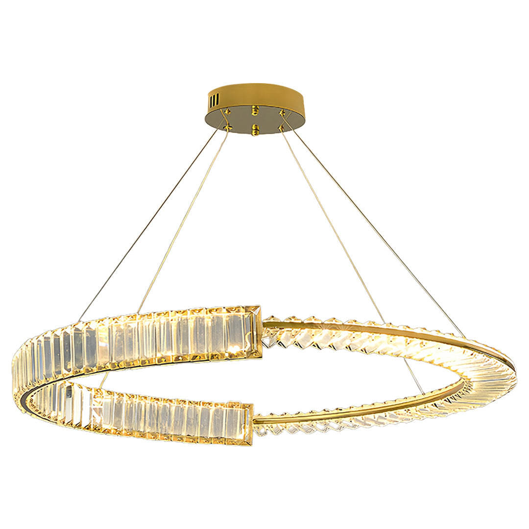 Gold Crystal Chandelier Dimmable LED Modern Ring Ceiling Light