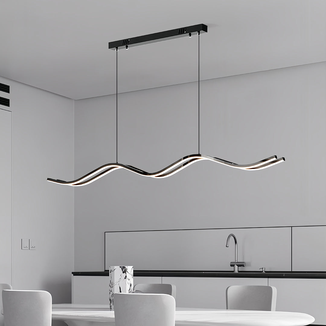 Black Kitchen Island Pendant Light Wavy Shape Minimalist Ceiling Light