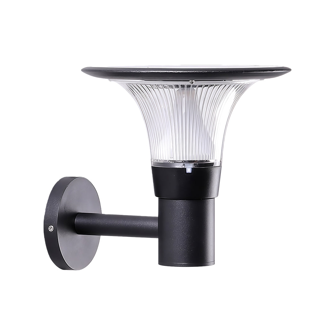 Outdoor Solar Wall Sconce Black Waterproof Metal Light