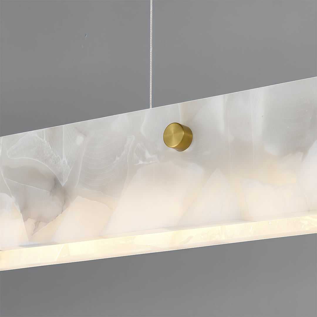 Copper Metal Pendant Light Linear Cloud Stone Ceiling Light