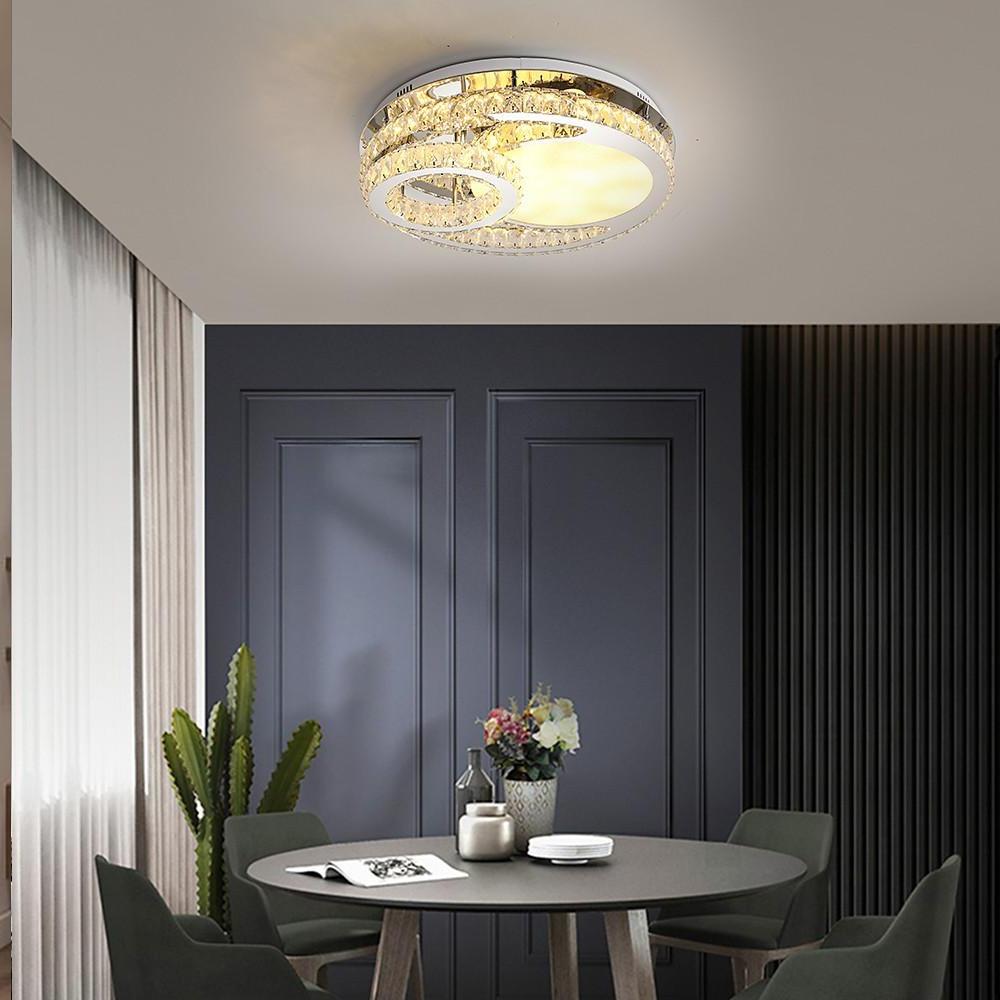 Overlapping Circles Crystal Stainless Steel Flush Mount LED Lights Ceiling Lights