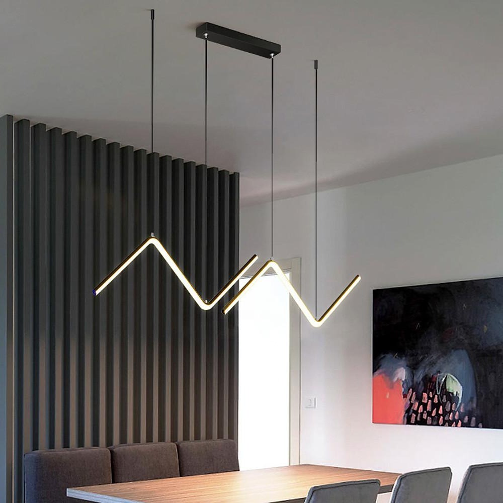 Nordic Minimalist LED 2-Lights Wave Shaped Design Dimmable Pendant Light