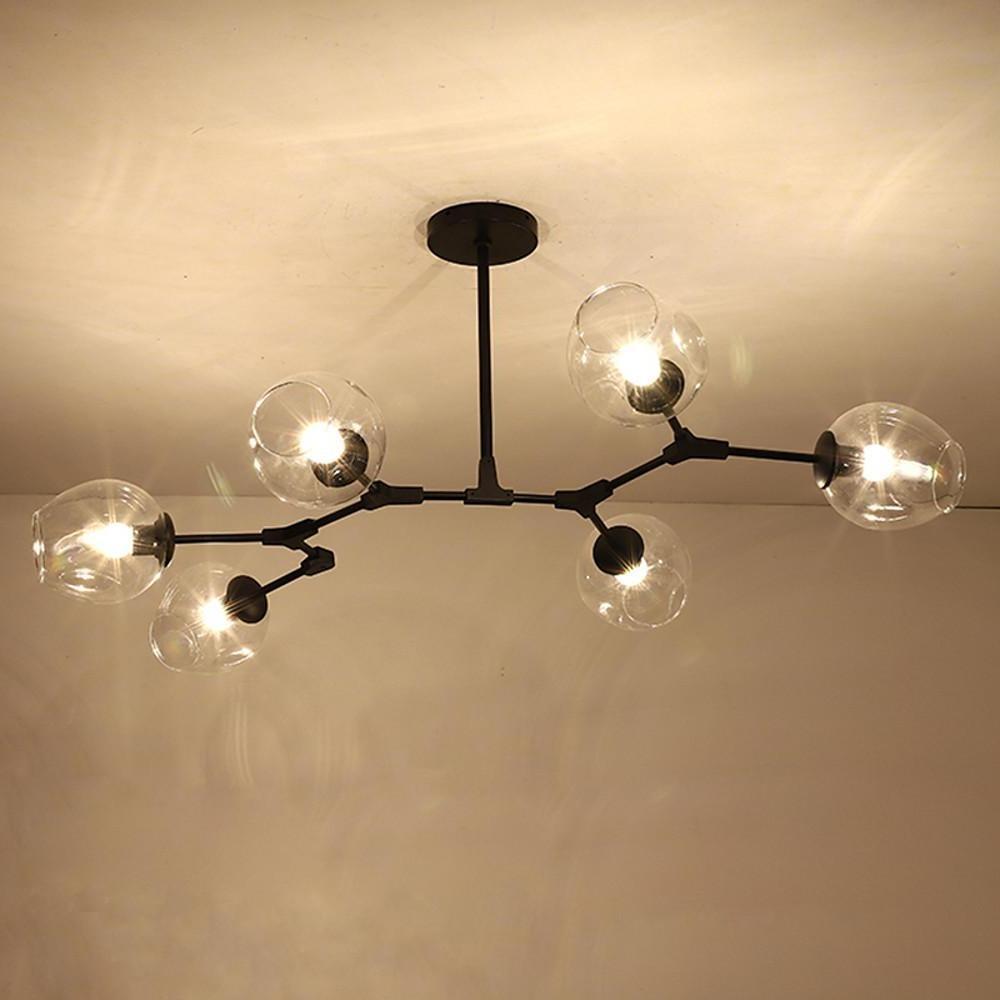 Nordic Contemporary Molecule Chandelier for Living Room Blown Glass Chandeliers 6 Bulbs