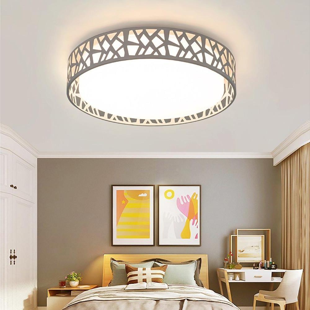 Round Metal Traditional Drum Flush Mount Light LED Ceiling Lights