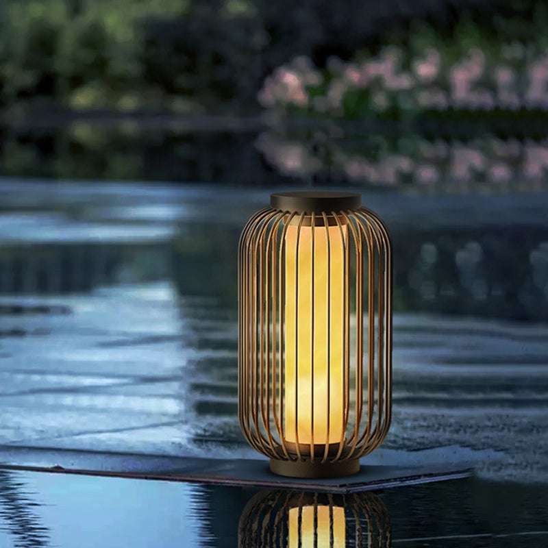 Lantern Metal Outdoor Modern Brown Waterproof Cage Lamp