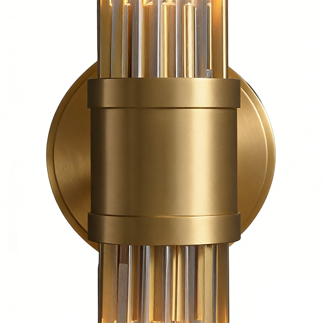 Modern Chrome/Gold Wall Sconce with Cylinder Clear Glass Shade