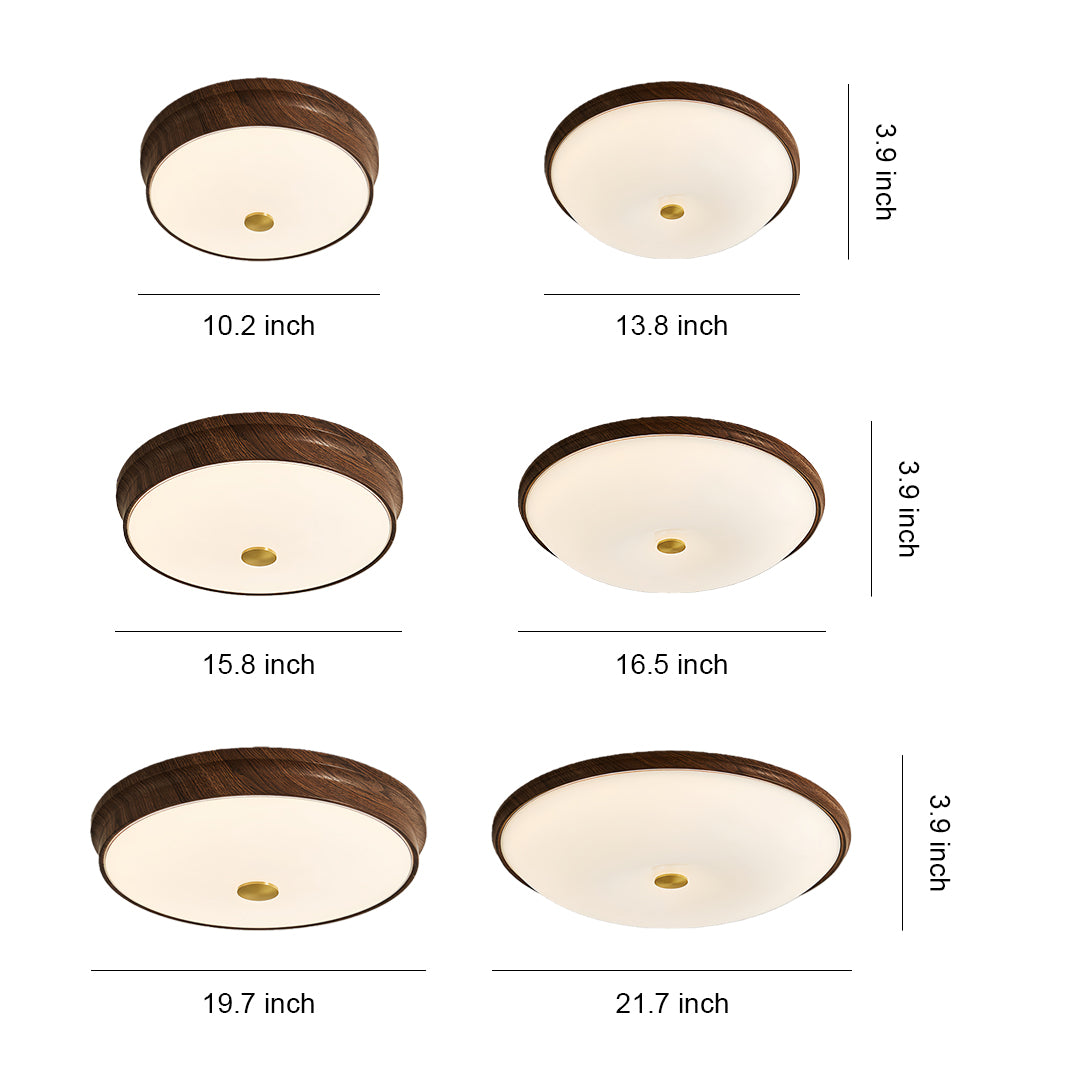 Vintage Art Deco Flush Mount Ceiling Light wide-spectrum Walnut Light
