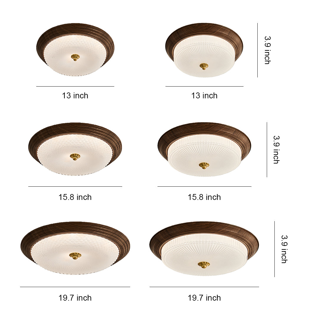 Vintage Art Deco Flush Mount Ceiling Light wide-spectrum Walnut Light